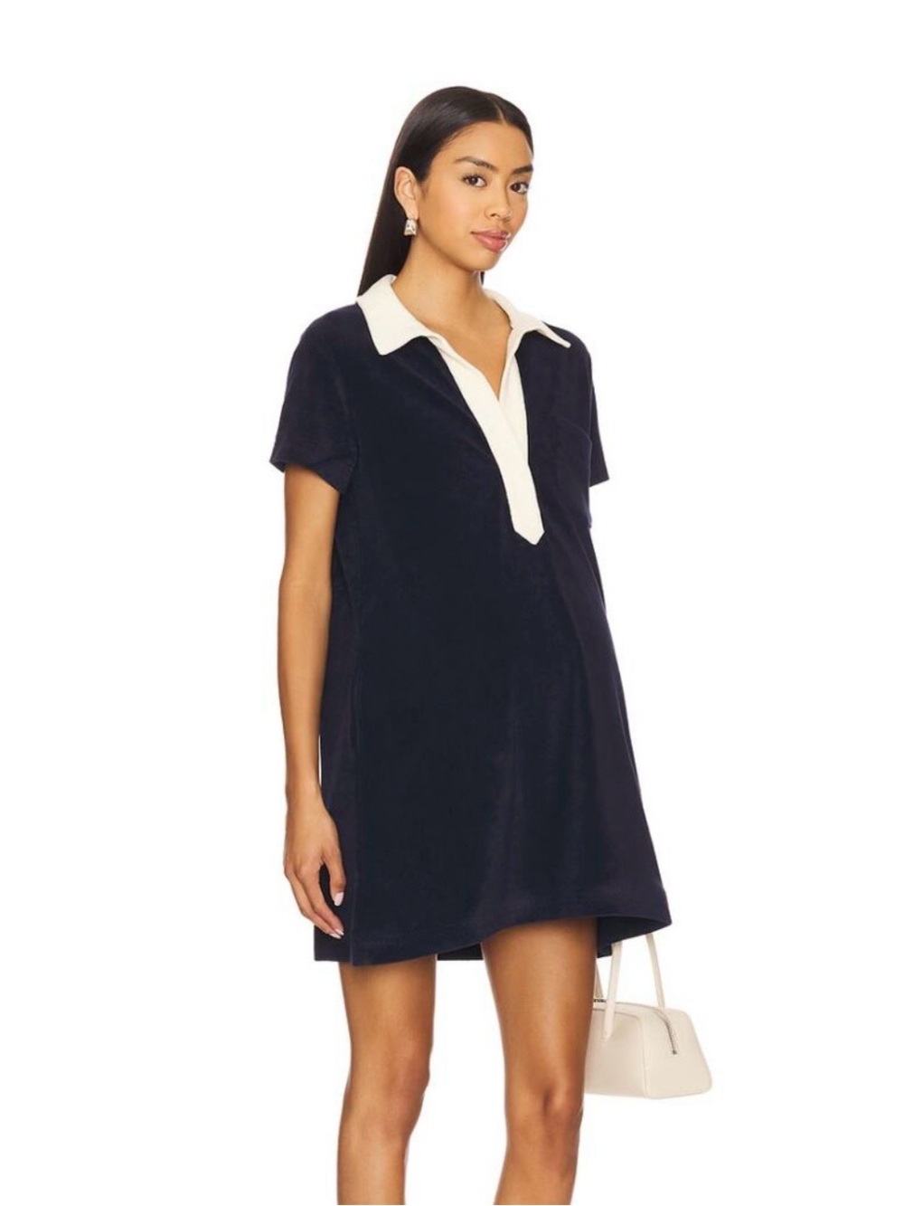 HATCH Maternity The Mitzi Terry Mini Dress in Navy Size Large